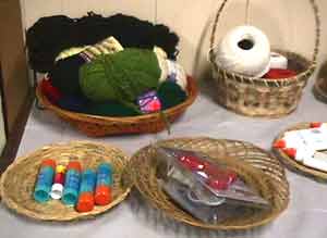 Materials displayed in baskets