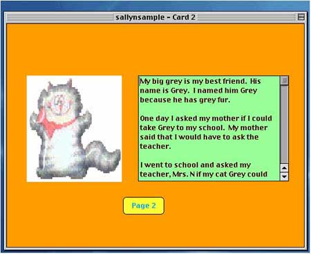 Page with the following features: textbox/word processed text with scrolling and a graphic (cat) inserted into Shape
