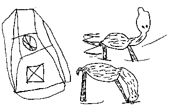 Observational drawing of items at the llama farm.