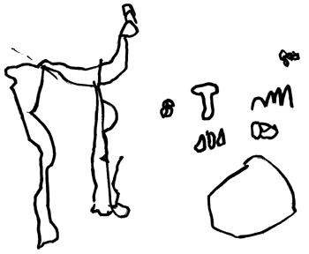 Observational drawing of items at the llama farm.