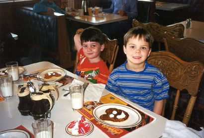 two boys at restaurant
