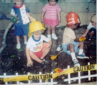 children acting as construction workers