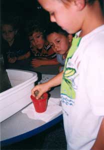 child planting apple seeds