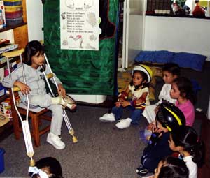 One of our former preschool children shared the story of her broken leg.