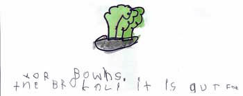 Figura 4. La comida favorita de Michelle es brócoli, y escribio que era bueno para sus huesos. 