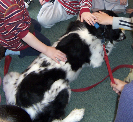 Figure 2. Children petting Tucker. 
